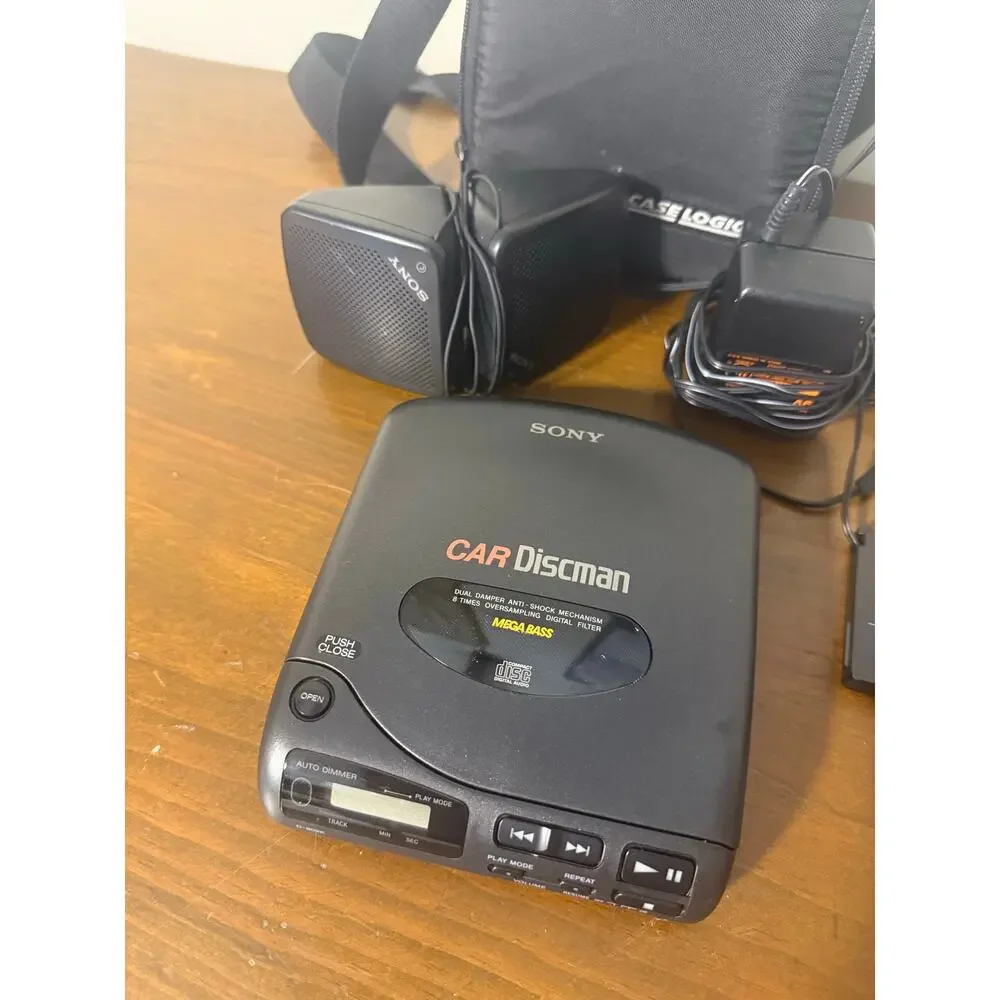 Vintage Sony D-802K Car Discman Portable CD Player w 2 Speakers - SO